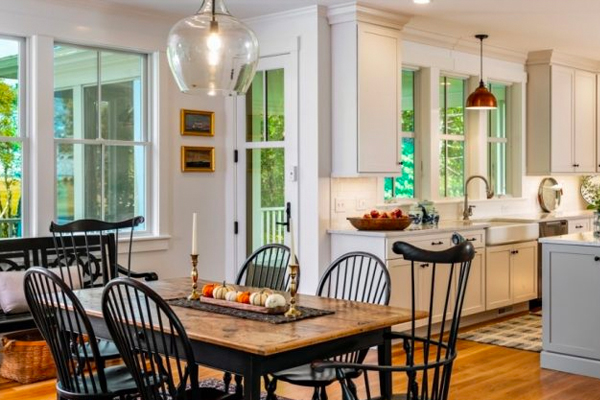 Traditional style dining room in new home on Cape Cod